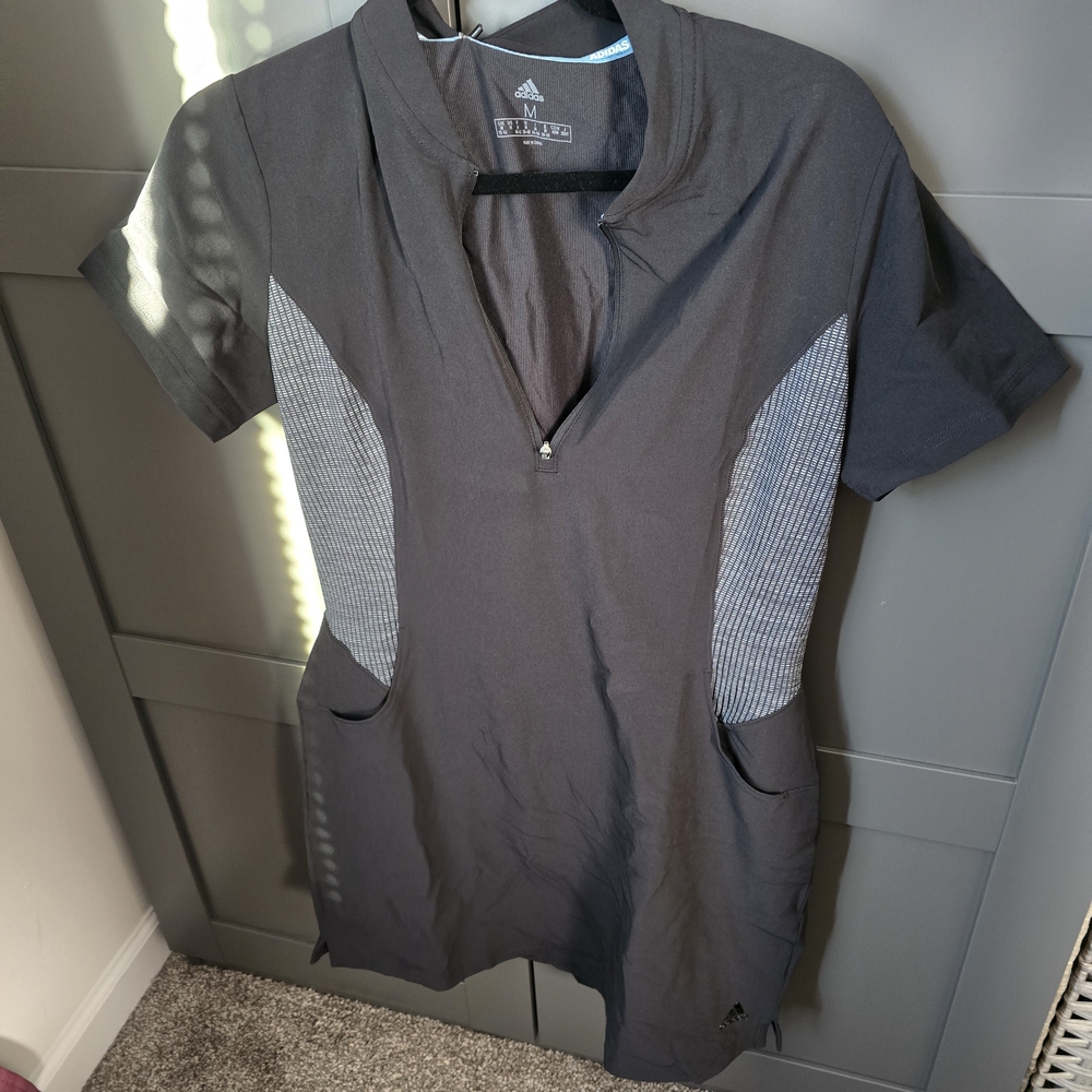 Adidas Men's Black and Gray Polo Shirt